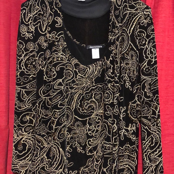 Black and Gold 2pc long jacket and tank - Picture 2 of 5